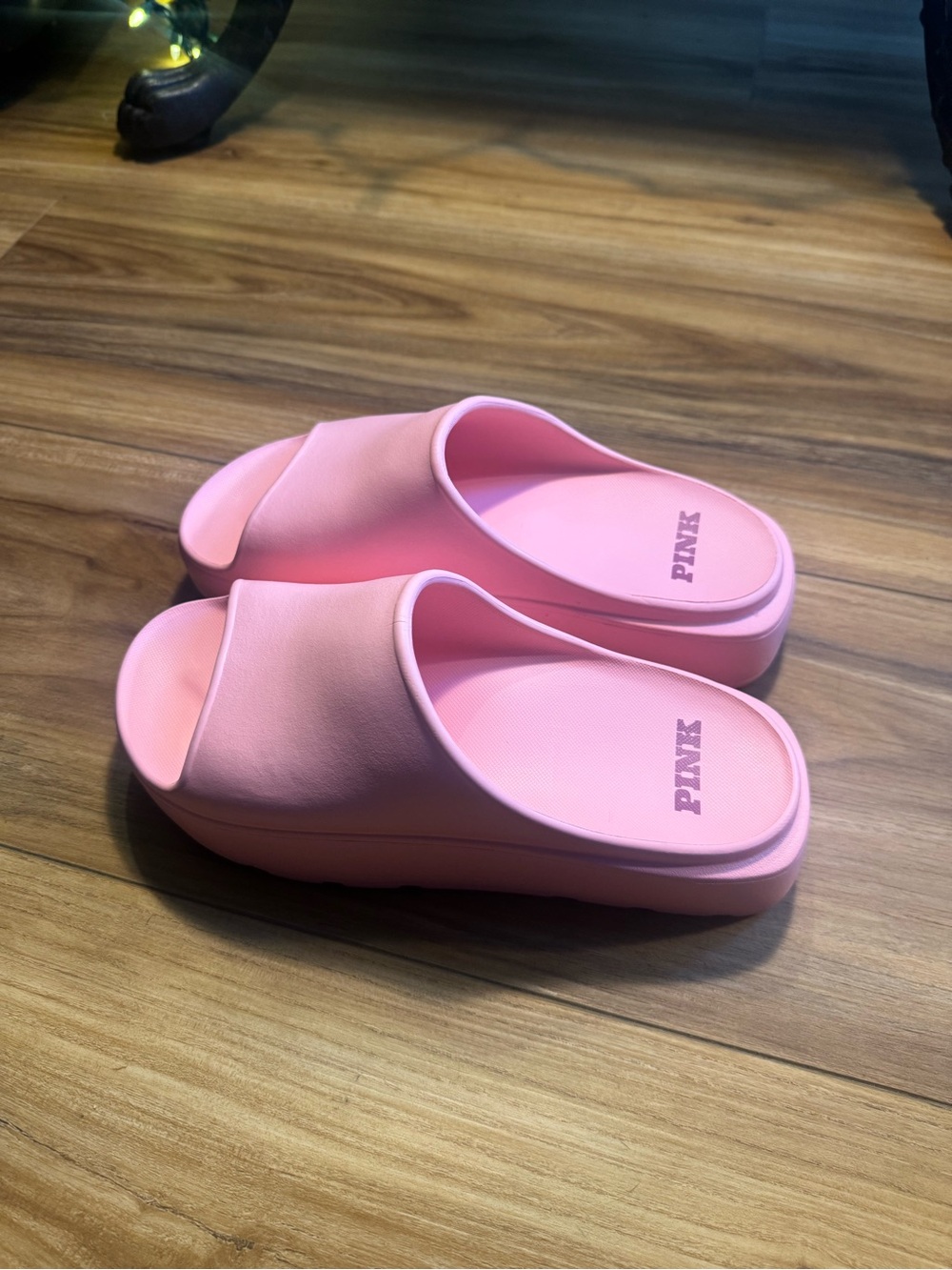 PINK Victoria's Secret Pastel Pink Slide Platform Mules